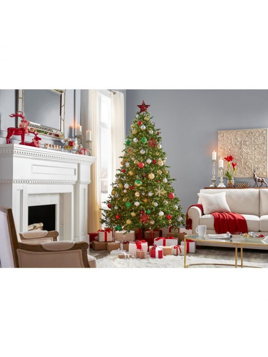 7.5 ft Elegant Grand Fir LED Pre-Lit Artificial Christmas Tree with Timer with 2000 Warm White Lights
