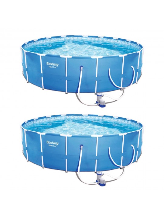 Steel Pro 12ft x 30in Frame Above Ground Pool Set w/ 2 Pack Filter Pump