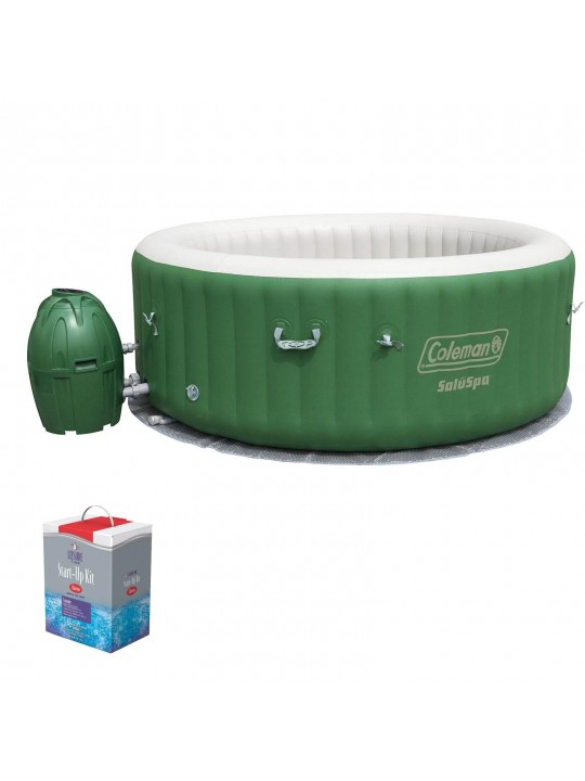 SaluSpa 6 Person Inflatable Outdoor Spa Hot Tub and Chlorine Starter Kit