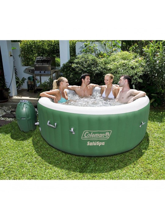 SaluSpa 6 Person Inflatable Outdoor Spa Hot Tub and Chlorine Starter Kit
