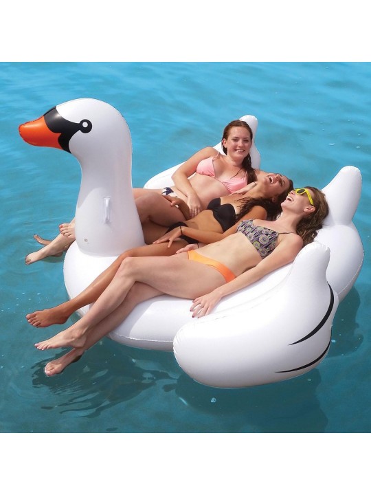 Animal Kingdom Extra Large Swimming Pool Floats Combo Value Pack: Light-Up Swan, Swan, Flamingo, Giraffe