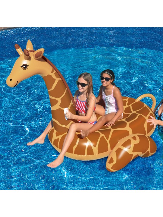 Animal Kingdom Extra Large Swimming Pool Floats Combo Value Pack: Light-Up Swan, Swan, Flamingo, Giraffe