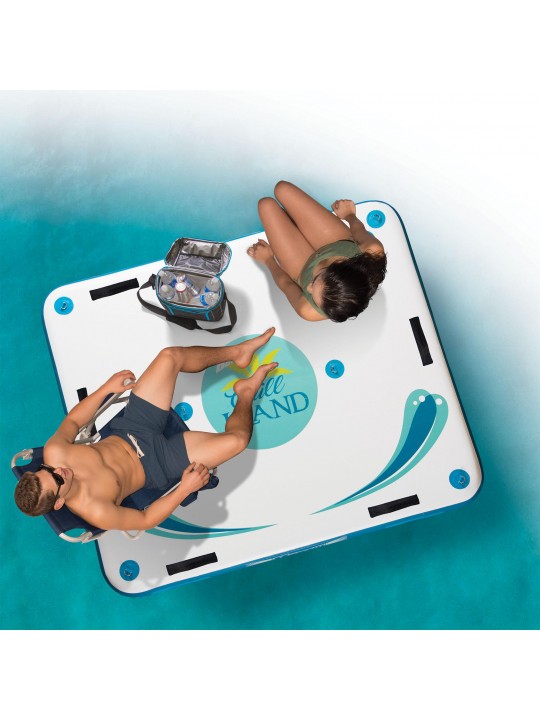 85808 Inflatable Floating Oasis Island Deck with Air Pump and Repair Kit