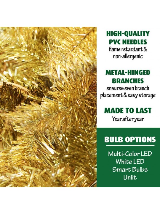7 ft. Festive Gold Tinsel Christmas Tree