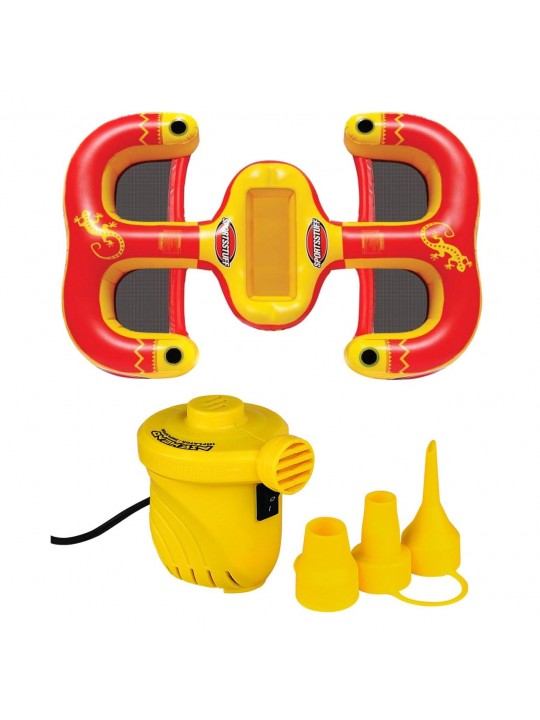 Cantina Lounger 4-Person Inflatable Raft + 12V Portable Air Pump