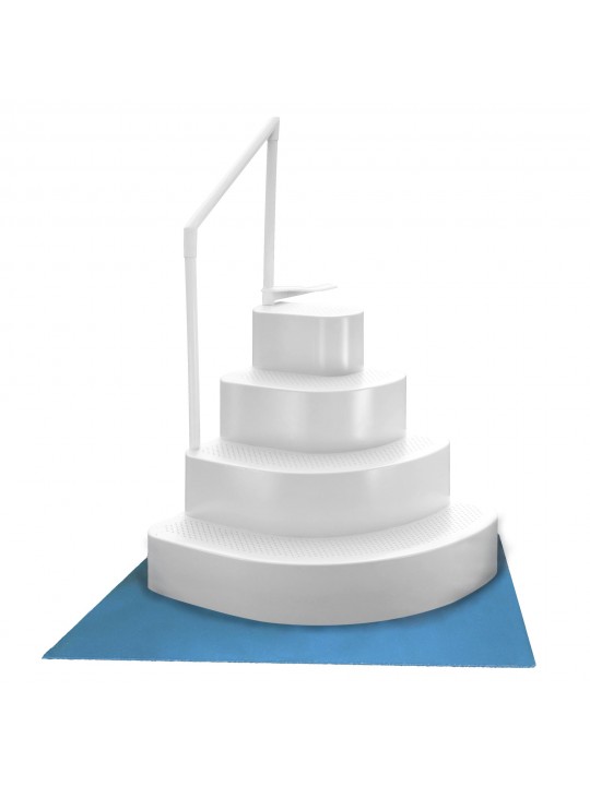 Wedding Cake Above Ground Pool Step w/ Liner Pad - White