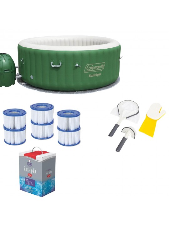 SaluSpa 6 Person Hot Tub + Filter 3 Pack, 2 Cleaning + Maintenance Kits