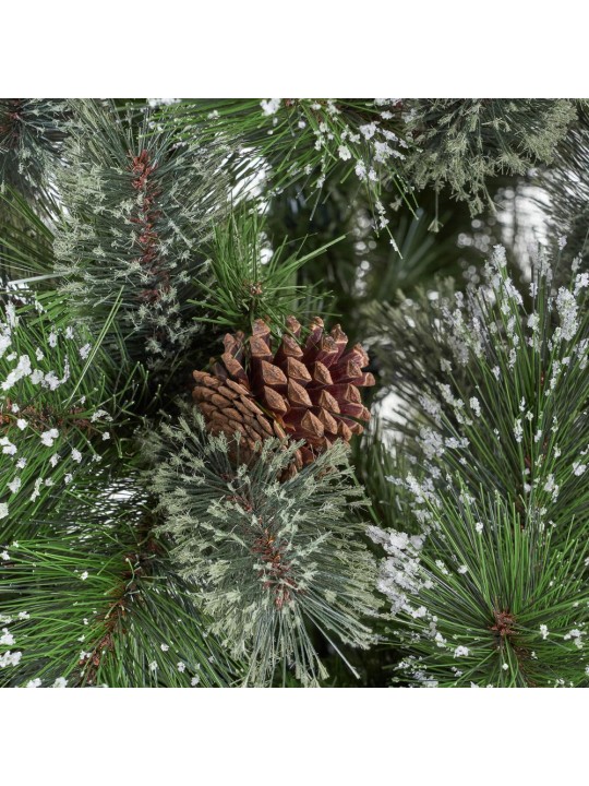 7.5 ft. Unlit Cashmere Pine and Mixed Spruce Artificial Christmas Tree with Snowy Branches and Pinecones