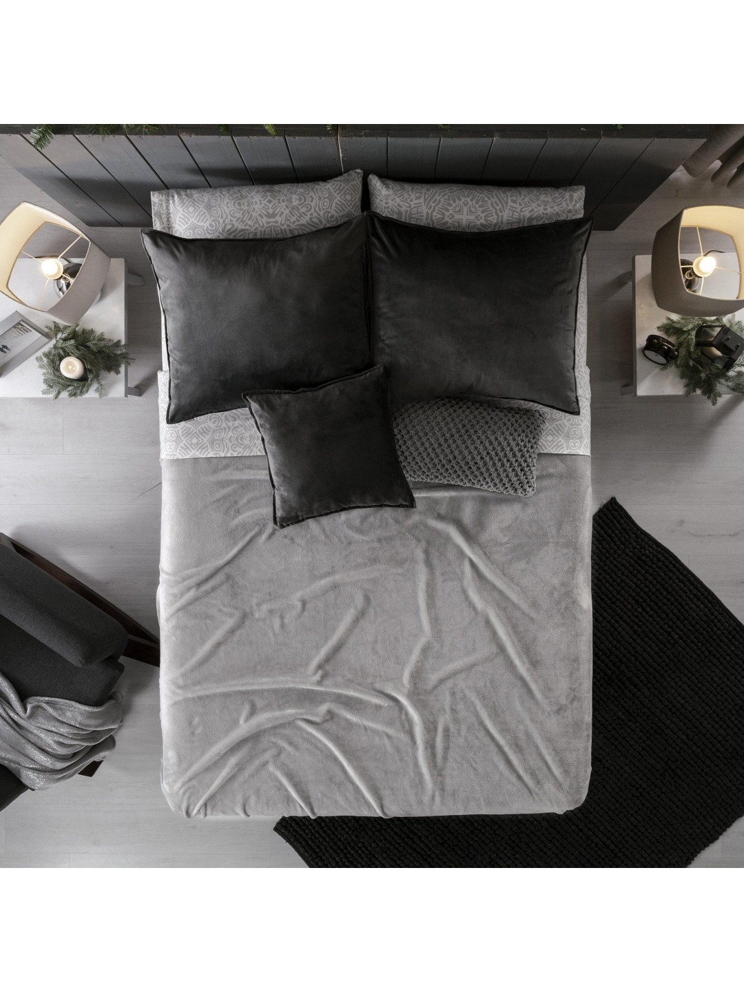 Frazed Light Bed Cover Glacial Gray