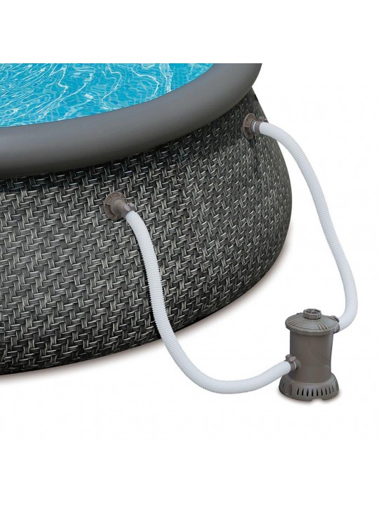 12ft x 36in Quick Set Ring Above Ground Pool with Pump, Dark Wicker