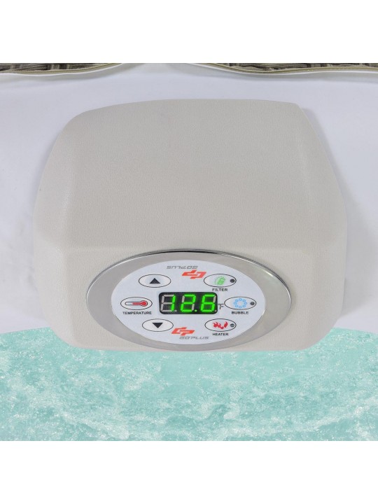 4-6 Person Inflatable Hot Tub Portable Heated Massage Spa White