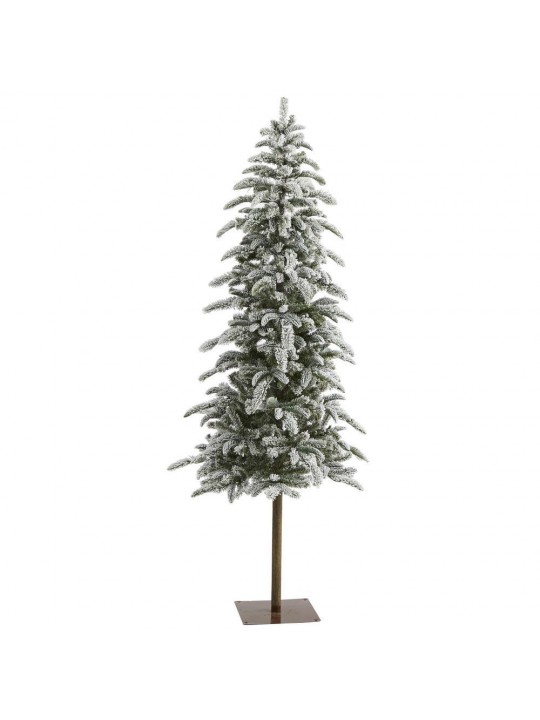 6.5 ft. Pre-Lit Flocked Washington Alpine Christmas Artificial Tree with 250 White Warm LED Lights