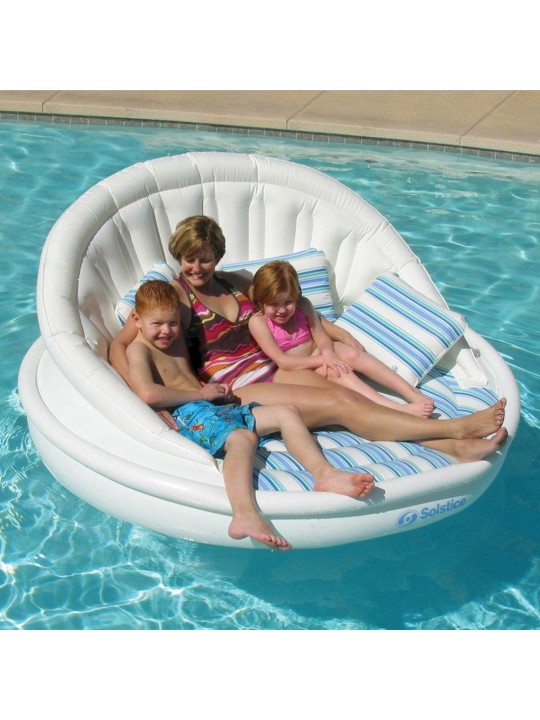 Vinyl Solstice Inflatable 3-Person Aquasofa Couch with Pump Pool Float, Multicolor