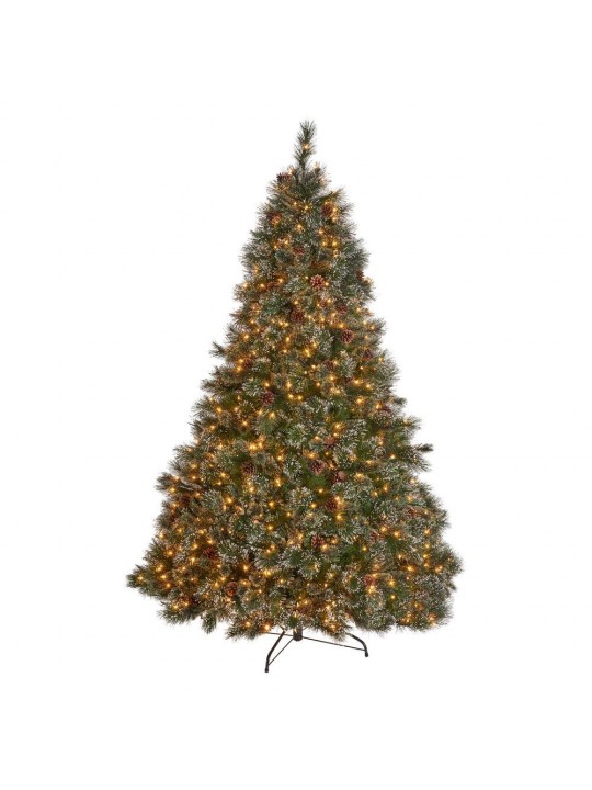 4.5 ft. Pre-Lit Cashmere Pine Artificial Christmas Tree with 250 Clear Lights, Snowy Branches and Pinecones