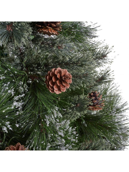 4.5 ft. Pre-Lit Cashmere Pine Artificial Christmas Tree with 250 Clear Lights, Snowy Branches and Pinecones