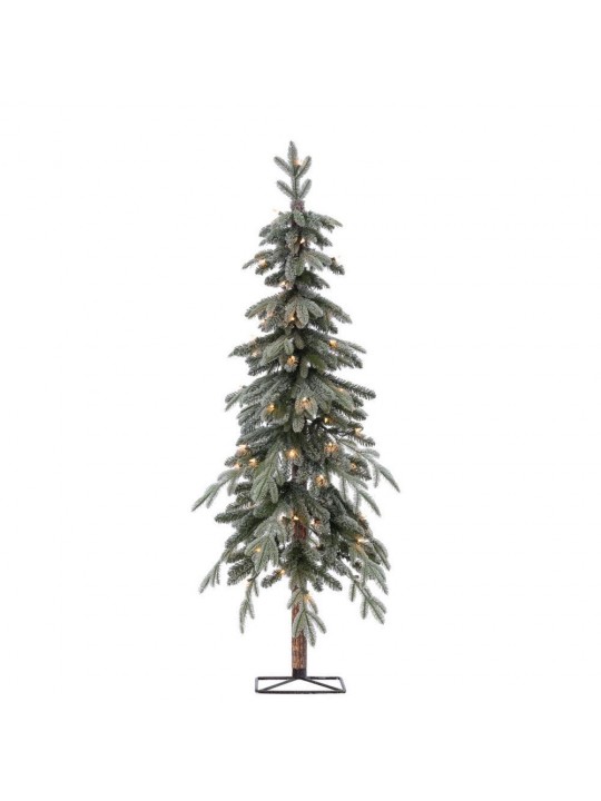 5 ft. Pre-Lit Flocked Natural Cut Alpine Artificial Christmas Tree with 70 Clear Lights