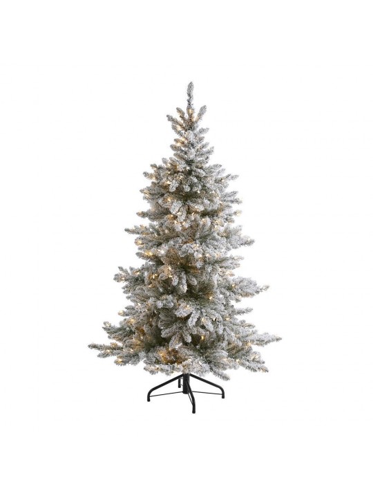 6 ft. Pre-Lit Flocked West Virginia Spruce Artificial Christmas Tree with 300 Clear Lights