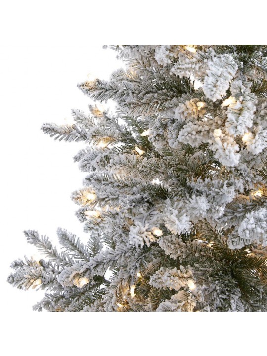 6 ft. Pre-Lit Flocked West Virginia Spruce Artificial Christmas Tree with 300 Clear Lights