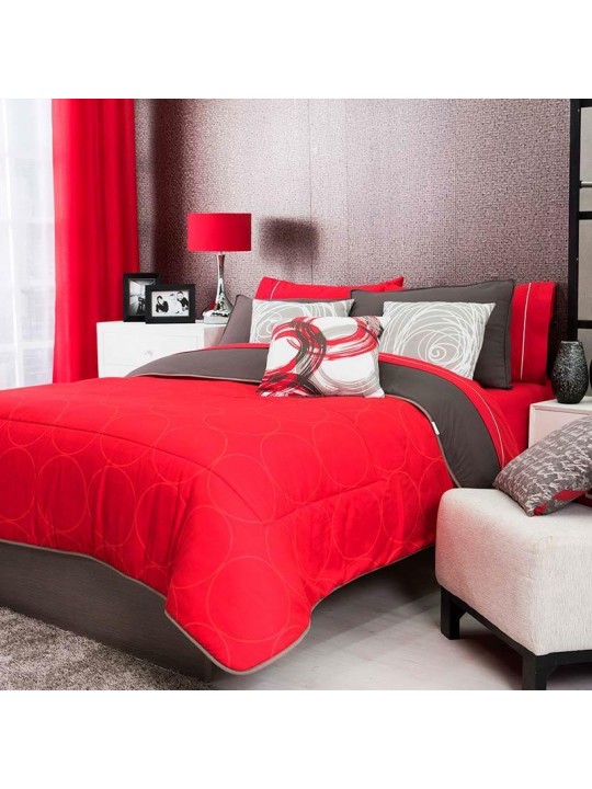 Gray Bedding Set, Reversible to red