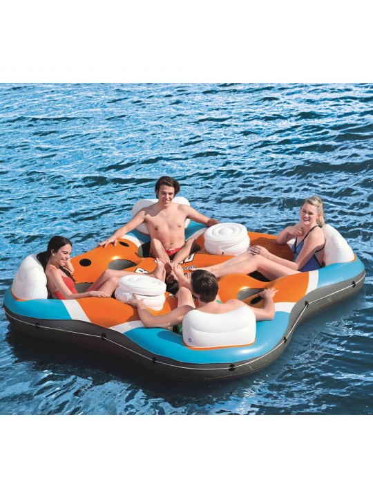 101-Inch Rapid Rider 4-Person Floating Island Raft w/ Coolers (2 Pack)