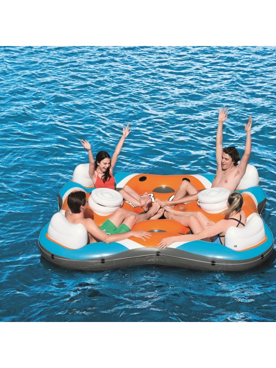 101-Inch Rapid Rider 4-Person Floating Island Raft w/ Coolers (2 Pack)