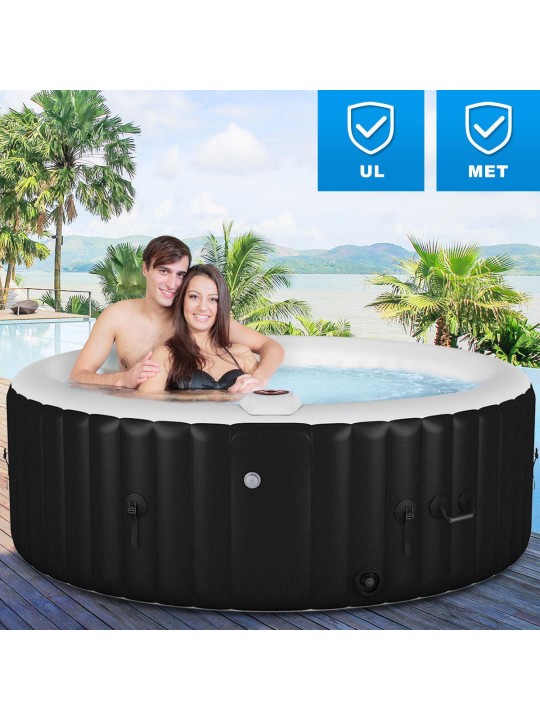 Portable Inflatable Massage Spa Hot Tub 4 Person Black