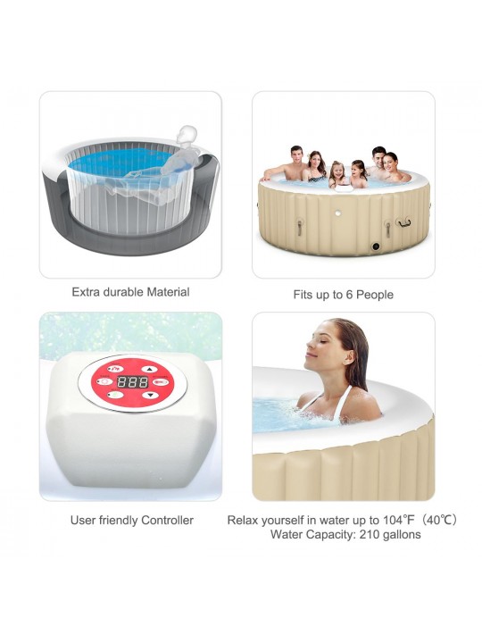 Portable Inflatable Massage Spa Hot Tub 4 Person Black