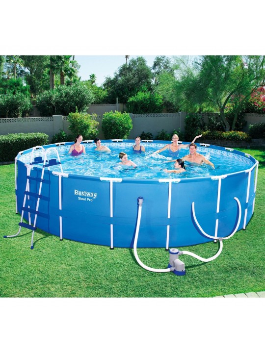 18ft x 48in Steel Pro Round Frame Above Ground Pool Set with Skimmer