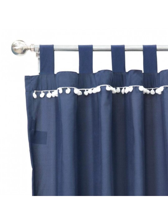Blue curtains white pompons, Guarantee*