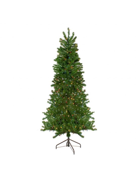 7.5 ft. Pre-Lit Canadian Pine Artificial Christmas Wall Tree - Multi Lights