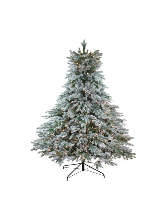 6.5 ft. x 61 in. Pre-Lit Flocked Jasper Balsam Fir Artificial Christmas Tree with Clear Lights