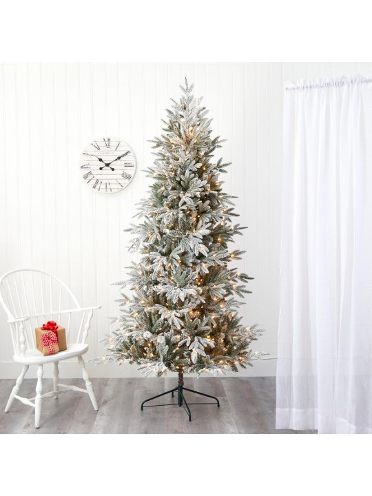 7.5 ft. Pre-Lit Flocked Manchester Spruce Artificial Christmas Tree with 450 Clear Lights