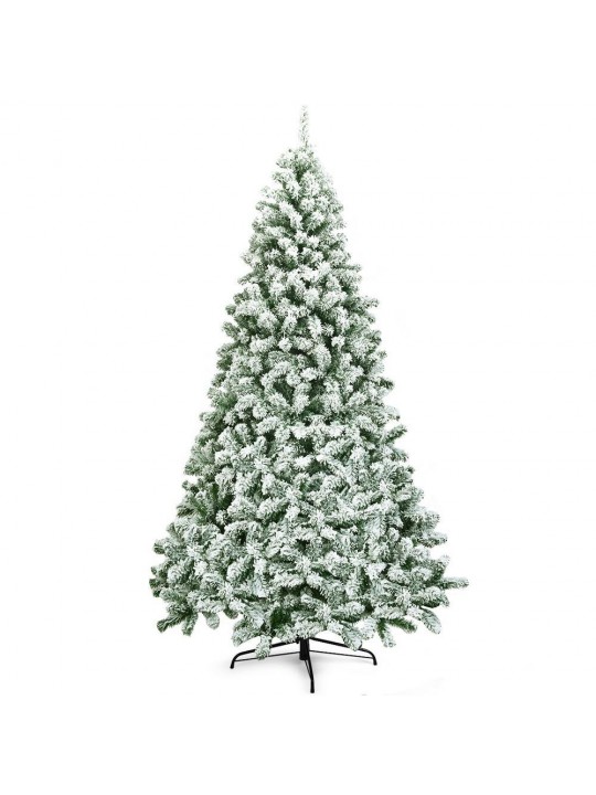 7.5 ft. Unlit Snow Flocked Hinged Pine Artificial Christmas Tree with 1346 Branch Tips