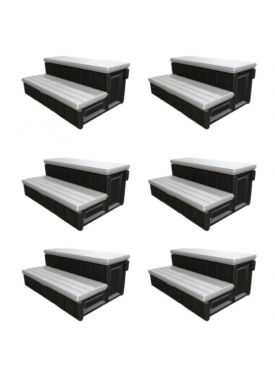 36 Inch Long Deluxe Spa Hot Tub Steps, Gray and Black (6 Pack)