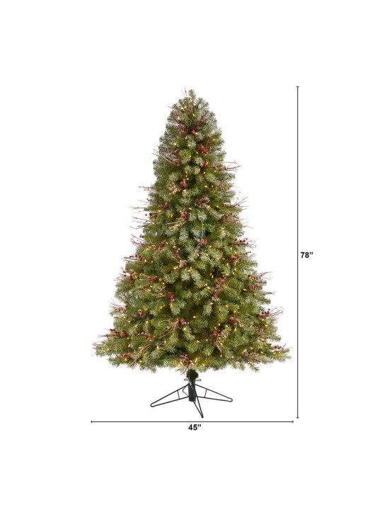 6.5 ft. Pre-lit Lightly Frosted Big Sky Spruce Artificial Christmas Tree with 450 Clear Multi-Function LED Lights