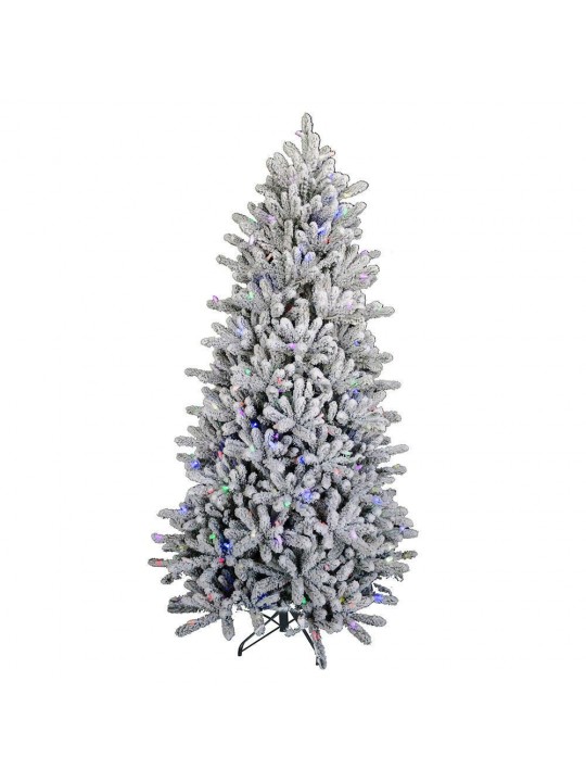6.5 ft Belgrove Balsam Fir Flocked LED Pre-Lit Artificial Christmas Tree with 360 Color Changing Lights