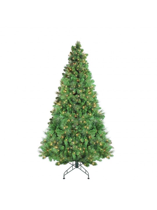 7.5 ft. Pre-Lit Canterbury Spruce with Dew Drops Artificial Christmas Tree with Clear Lights