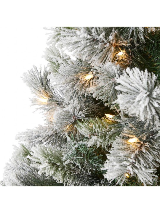 8 ft. Pre-Lit Flocked Oregon Pine Artificial Christmas Tree with 500 Clear Lights
