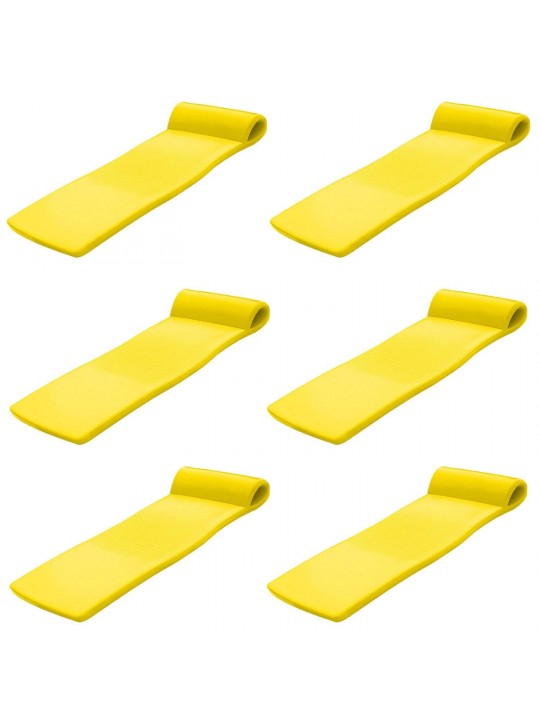 Sunsation 70 Inch Foam Raft Lounger Pool Float, Yellow (6 Pack)