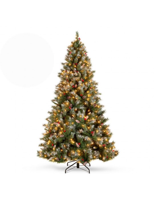 9ft. Pre-Lit Incandescent Flocked Pre-Decorated Artificial Christmas Tree with 900 Warm White Lights