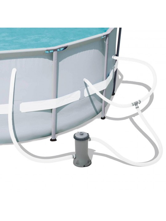14ft x 48in Power Steel Frame Above Ground Round Pool Set and Vacuum