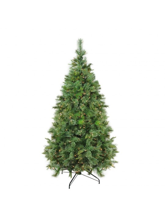 6.5 ft. x 49 in. Pre-Lit Cashmere Mixed Pine Full Artificial Christmas Tree Clear Dura Lights
