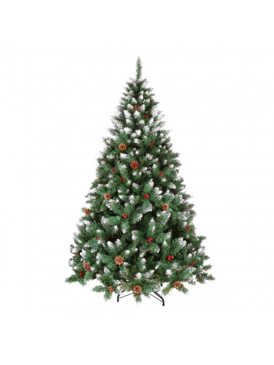 7.5 ft. Unlit Artificial Christmas Tree Holiday Decoration with Pine Cones and Red Berries