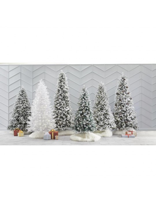 7.5 ft. Pre-Lit LED Flocked Mixed Pine Artificial Christmas Tree with 500 Warm White Lights