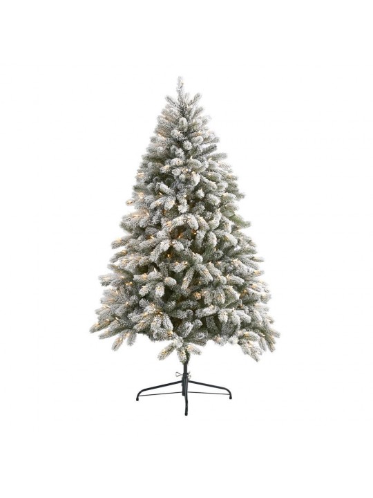 6 ft. Pre-Lit Flocked South Carolina Spruce Artificial Christmas Tree with 450 Clear Lights