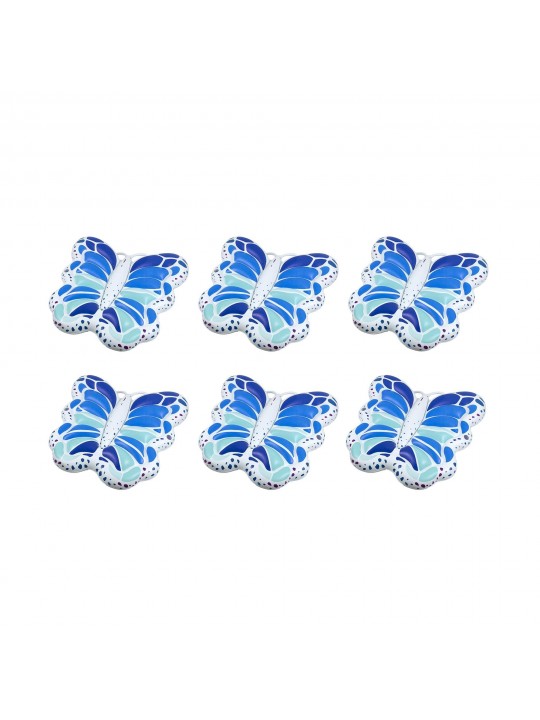Blue Butterfly Inflatable Ride On Pool Float Island Lounger (6 Pack)