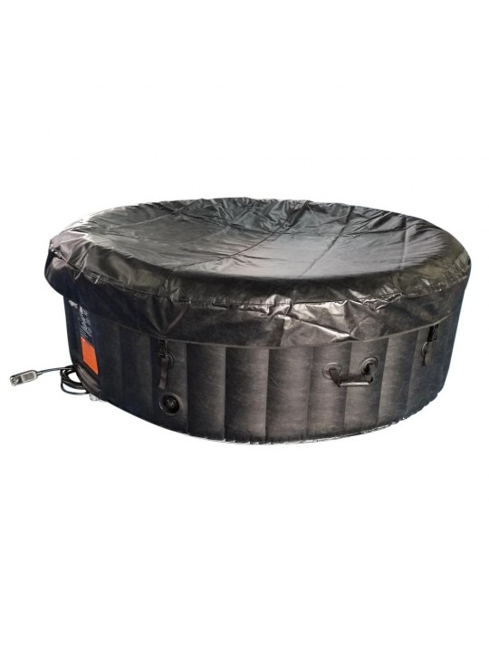 Round Inflatable Hot Tub Spa With Cover - 6 Person - 265 Gallon - Black and White