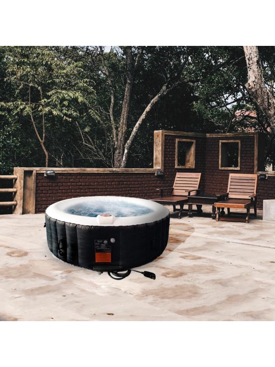 Round Inflatable Hot Tub Spa With Cover - 6 Person - 265 Gallon - Black and White