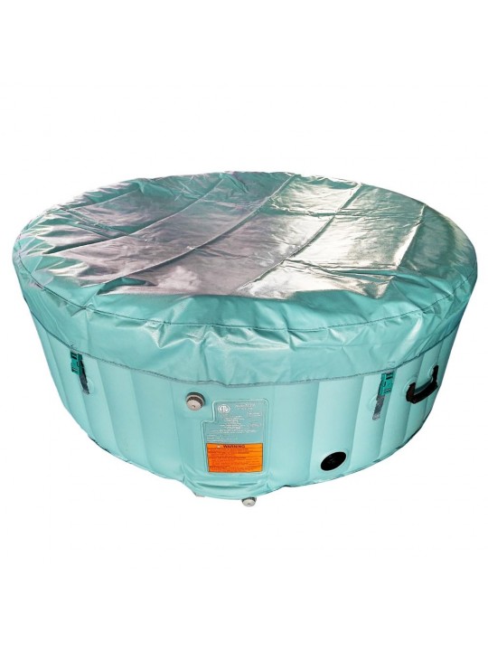 Round Inflatable Hot Tub Spa With Cover - 4 Person - 210 Gallon - Light Blue and White