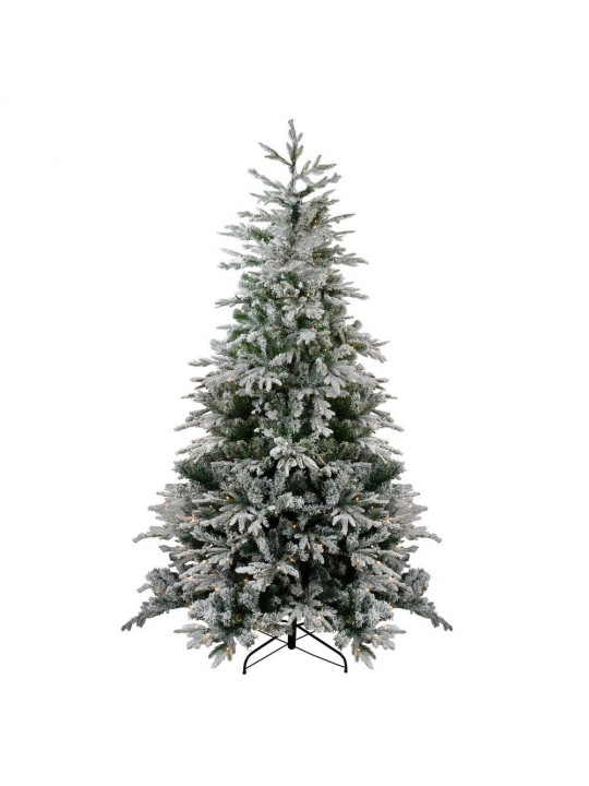 6.5 ft. Pre-Lit Flocked Winfield Fir Artificial Christmas Tree with Warm White LED Lights